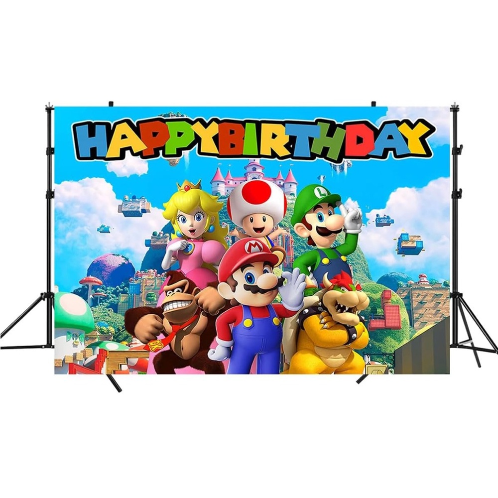 ‘Happy Birthday’ Mario photo backdrop